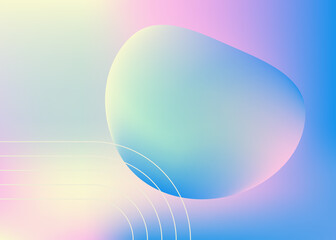 Holographic gradient sphere. Vibrant gradient bright glowing round on blue background. Vector Illustration - obrazy, fototapety, plakaty