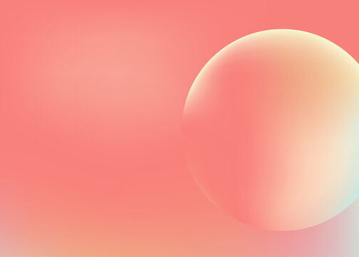 Holographic gradient sphere. Vibrant gradient bright glowing round on coral background. Vector Illustration