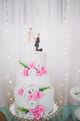 fake wedding cake with decoration 