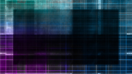 Fototapeta premium Abstract glitch art grid border background image.