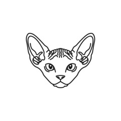 Sphynx Cat Face Sketch Black White illustration logo