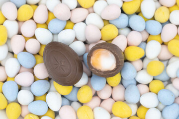 cadbury creme egg on top of candy eggs