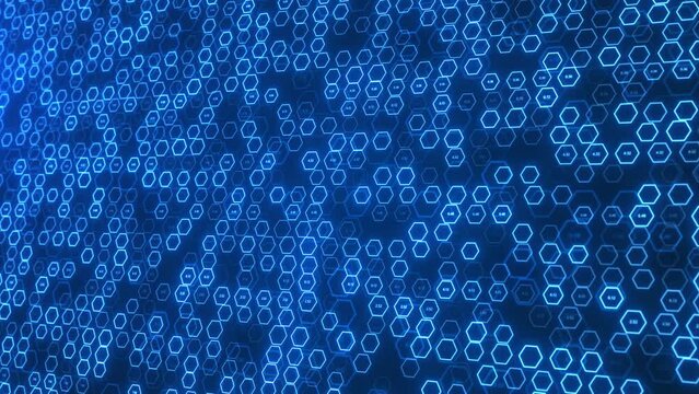 Futuristic Geometric hexagons digital Surface cell futuristic style Loop Background. hexagonal pattern. Medicine, science and technology. for financial, banking, cyber web or social background