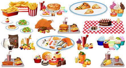 Foods and beverages set