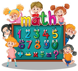 Counting number 0 to 9 and math symbols