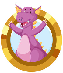 Cute purple dragon cartoon character