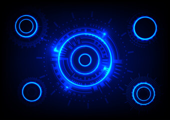 graphics design circle cog glow concept hitech technology network connection future futurist connection communication vector illustration