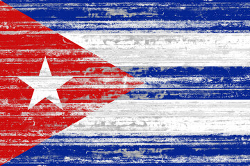Cuba flag painted on a rustic old metal sheet