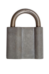 Naklejka premium Padlock made of grey metal on a white background.
