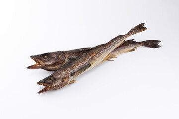 2 dried pollack on white background
