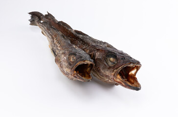 2 dried pollack on white background