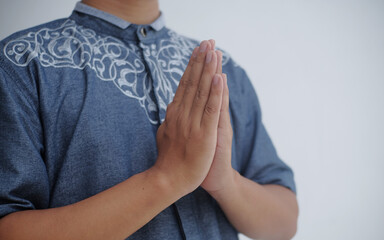 muslim man with greeting hand gesture