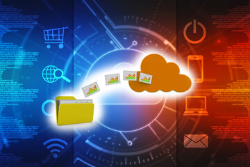 3d rendering Cloud computing concept, Cloud internet technology concept background, Cloud computing and network data Storage concept