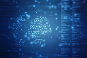 Binary Code Background, Digital Abstract technology background, flowing number one and zero text in binary code format in technology background. Internet Big data Concept