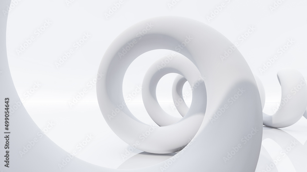 Poster 3d rendering illustration of abstract twist spiral geometric shape