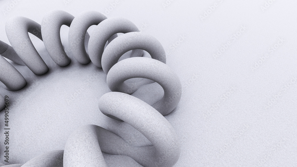 Poster 3d rendering illustration of abstract twist spiral geometric shape