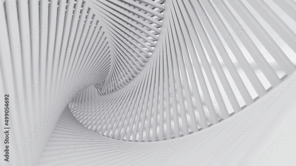 Poster 3d rendering illustration of abstract twist spiral geometric shape