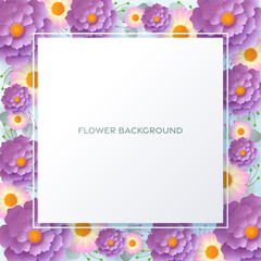 Wedding invitation floral card. Paper cut flowers for decor with flowers paper cut