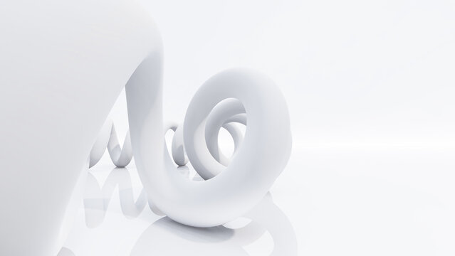 3D rendering illustration of abstract twist spiral geometric shape