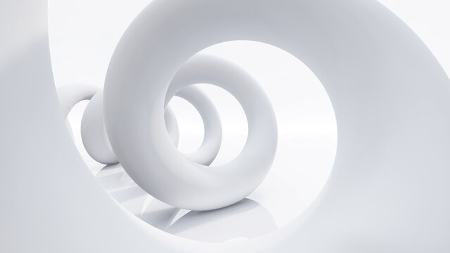 3D Rendering Illustration Of Abstract Twist Spiral Geometric Shape