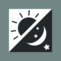 Sun and moon icon isolated on gray background. Day and night icon. Vector illustration