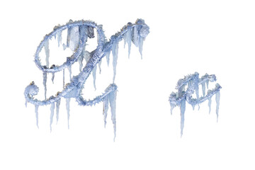 ice letter X, 3D rendering