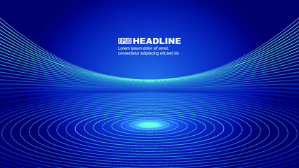 Lines form the vector background of the scene in the science and technology spatial exhibition hall