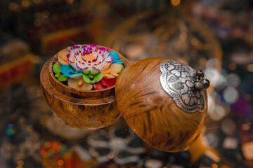 handmade soap in a wooden box
