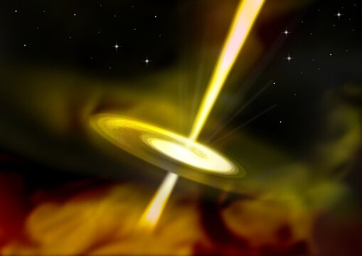 Illustrazione digitale di una galassia quasar