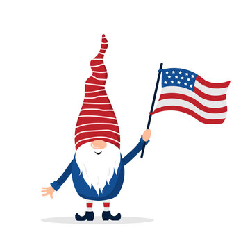 patriotic gnome waving american flag clip art preview