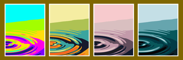 Abstract poster cover background. Vector illustrations of ripples on water surface in colorful color, for natural background, flyer or card.