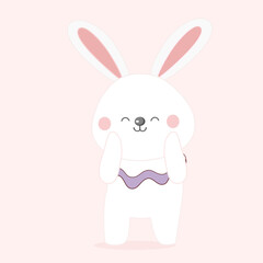 Easter bunny cute cartoon character vector design.
