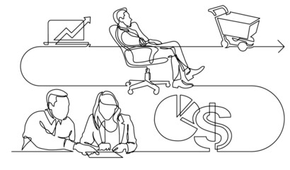 business concept one line drawing illustration of work process
