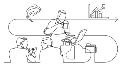 business concept continuous line drawing illustration of work process in vector format