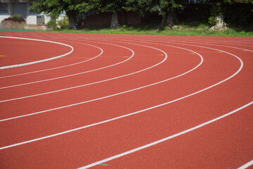 屋外の陸上競技場のトラックレーン Track lane of athletic field