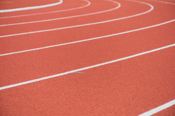 Fototapeta premium 屋外の陸上競技場のトラックレーン Track lane of athletic field