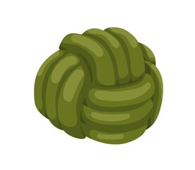 Knot pillow of round shape. Modern cushion design. Cosy home interior decor for sofa. Trendy unusual soft decoration. Flat vector illustration isolated on white background