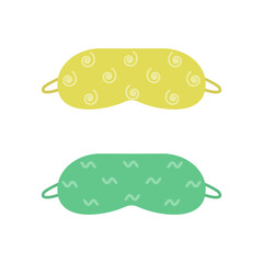 Sleeping mask isolated on white background. Flat eyes protection with spirals and waves. Cartoon vector illustration