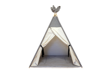 Children's wigwam isolated on white background. Room interior decoration. Scandinavian interior design.