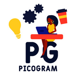 PG - Picogram  acronym. business concept background.  vector illustration concept with keywords and icons. lettering illustration with icons for web banner, flyer, landing pag