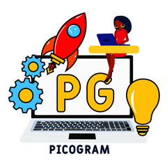 PG - Picogram  acronym. business concept background.  vector illustration concept with keywords and icons. lettering illustration with icons for web banner, flyer, landing pag