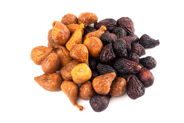 Two Types of Dried Figs on a White Background