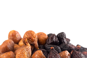 Two Types of Dried Figs on a White Background