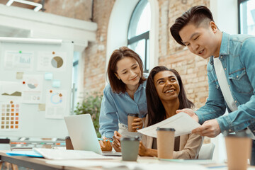 Business partners planning work closeup portrait shot