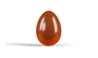 Chocolate egg, 3d render. Realistic chocolate egg isolated on white background. Chocolate candy with a surprise. Sweet treat for Easter.