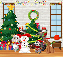 Christmas holidays with snowman at home