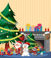 Christmas holidays with Santa and presents
