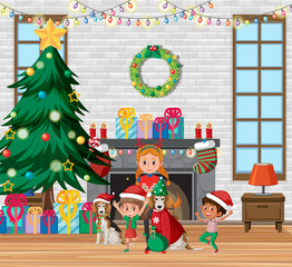 Christmas theme with kids and presents