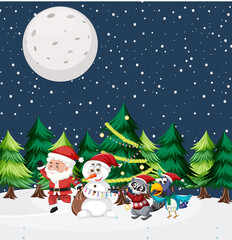 Christmas theme with Santa and snowman