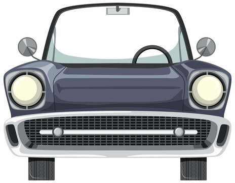 Classic grey car in cartoon style